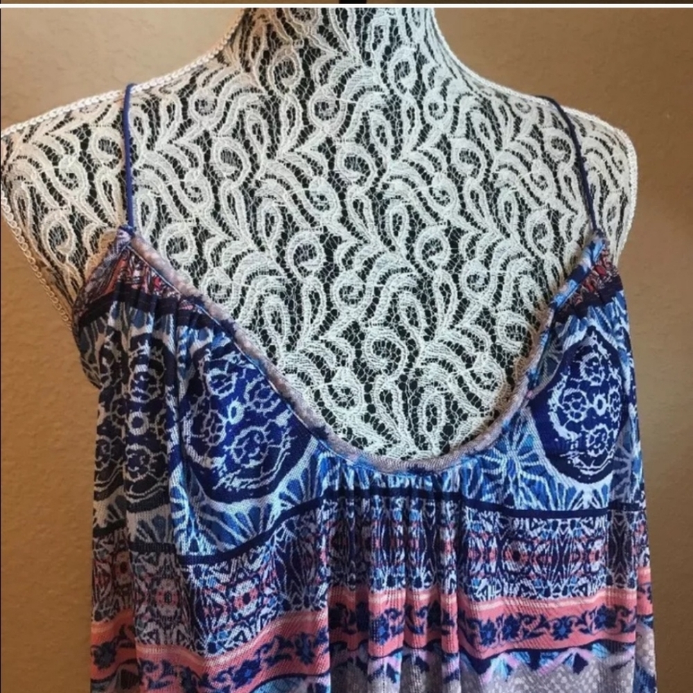 NO LONGET AVAIL NWT BEBE Caravan Strip Crisscross Back Tank Top women's size M - Picture 3 of 5